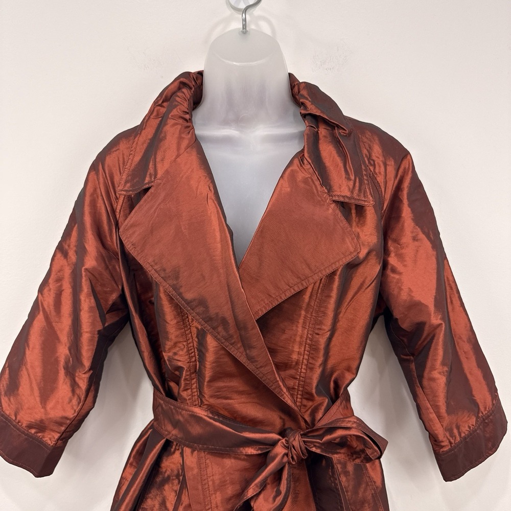 Chicos Marilee Topper Womens 2/L Rust NWT Iridescent Sophisticated Belted Glam - Picture 10 of 16